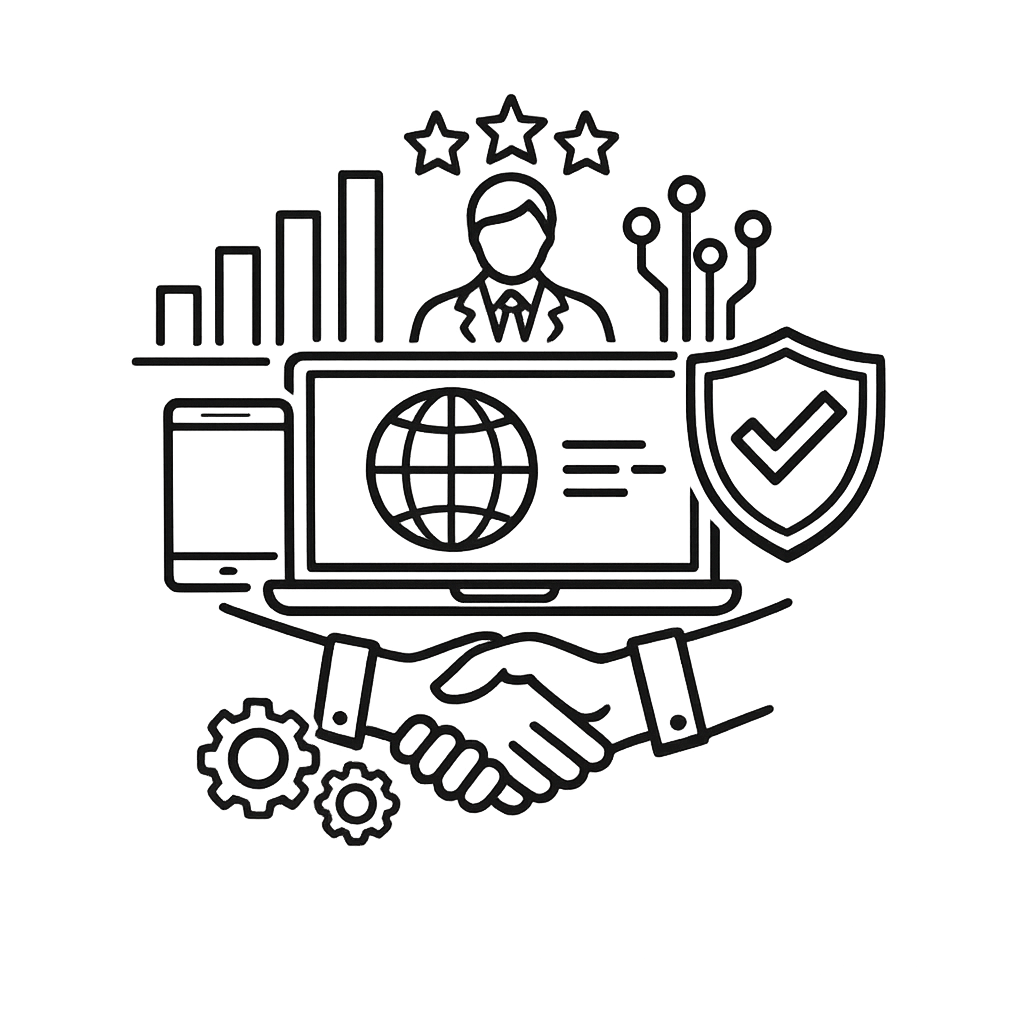 lineart genera un icono que muestre experiencia y confianza en plataformas tecnologicas