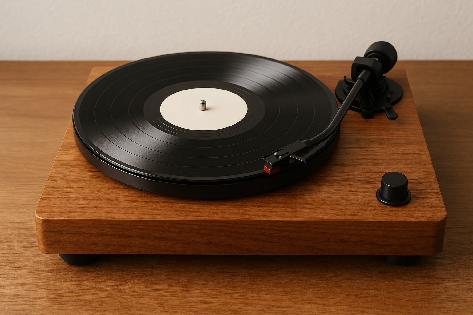 Tornamesa de audio de vynil con acabado en madera sin logotipos-1